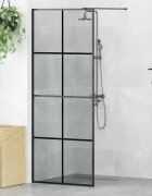 vidaXL Стена на душ с вход Черно 80 x 195 cm закалено стъкло