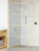 vidaXL Стена на душ с вход Златист 90 x 195 cm закалено стъкло