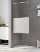 vidaXL Стена за душ с матирано в средата ESG стъкло 115x195 см