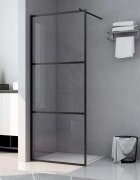 vidaXL Стена за душ с прозрачно ESG стъкло черна 115x195 см