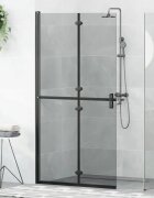 vidaXL Стена за душ с влизане Черно 100 x 65 x 190 см