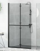vidaXL Стена за душ с влизане Черно 110 x 65 x 190 см