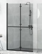 vidaXL Стена за душ с влизане Черно 120 x 65 x 190 см