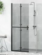 vidaXL Стена за душ с влизане Черно 80 x 65 x 190 см