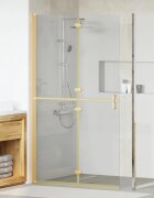 vidaXL Стена за душ с влизане Златист 110 x 65 x 190 см