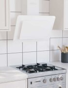 vidaXL Стенен абсорбатор 60 см инокс и закалено стъкло бял