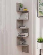 vidaXL Стенен ъглов рафт бетонно сив 19x19x123 см инженерно дърво