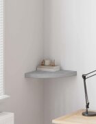 vidaXL Стенен ъглов рафт бетонно сиво 35x35x38 см МДФ