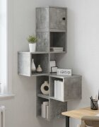 vidaXL Стенен ъглов рафт Бетонно сиво 48 x 48 x 120 см