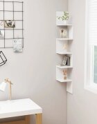vidaXL Стенен ъглов рафт бял 20x20x1275 см инженерно дърво