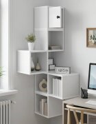 vidaXL Стенен ъглов рафт Бяло 48 x 48 x 120 см Инженерна дървесина