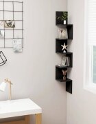 vidaXL Стенен ъглов рафт черен 20x20x1275 см инженерно дърво