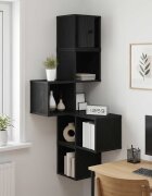 vidaXL Стенен ъглов рафт Черен дъб 48 x 48 x 120 см