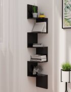 vidaXL Стенен ъглов рафт черен гланц 19x19x123 см инженерно дърво