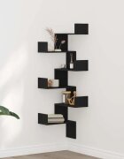 vidaXL Стенен ъглов рафт Черния дъб 45 x 45 x 147 см