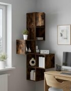 vidaXL Стенен ъглов рафт Опушен дъб 48 x 48 x 120 см
