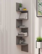 vidaXL Стенен ъглов рафт сив 19x19x123 см инженерно дърво