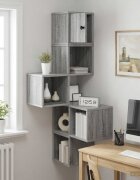 vidaXL Стенен ъглов рафт Сив Сонома 48 x 48 x 120 см