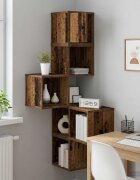 vidaXL Стенен ъглов рафт Старо дърво 48 x 48 x 120 см