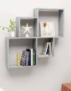 vidaXL Стенен кубичен рафт бетонно сив 80x15x785см инженерно дърво