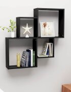 vidaXL Стенен кубичен рафт черен 80x15x785 см инженерно дърво