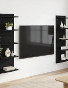 vidaXL Стенен рафт 2 бр. Черен дъб 30 x 15 x 100 см