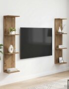 vidaXL Стенен рафт 2 бр. Дъб артизан 25 x 15 x 100 см