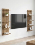 vidaXL Стенен рафт 2 бр. Дъб артизан 30 x 15 x 100 см