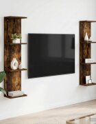 vidaXL Стенен рафт 2 бр. Опушен дъб 25 x 15 x 100 см