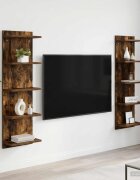 vidaXL Стенен рафт 2 бр. Опушен дъб 30 x 15 x 100 см