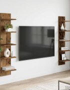 vidaXL Стенен рафт 2 бр. Старо дърво 22 x 15 x 100 см
