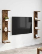vidaXL Стенен рафт 2 бр. Старо дърво 22 x 15 x 100 см