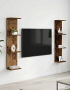 vidaXL Стенен рафт 2 бр. Старо дърво 25 x 15 x 100 см
