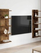 vidaXL Стенен рафт 2 бр. Старо дърво 30 x 15 x 100 см