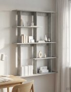 vidaXL Стенен рафт Бетонно сиво 102 x 20 x 130 см Инженерна дървесина