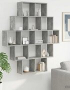 vidaXL Стенен рафт Бетонно сиво 120 x 20 x 136 см Инженерна дървесина