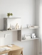vidaXL Стенен рафт Бетонно сиво 122 x 18 x 60 см Инженерна дървесина