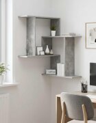 vidaXL Стенен рафт Бетонно сиво 67 x 67 x 87 см Инженерна дървесина