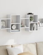 vidaXL Стенен рафт бял 129x18x42 см инженерно дърво