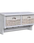 vidaXL Стенен рафт бял 60x235x33 см дърво от пауловния