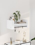 vidaXL Стенен рафт бял 705x35x305 см инженерно дърво