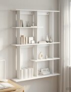 vidaXL Стенен рафт Бяло 102 x 20 x 130 см Инженерна дървесина