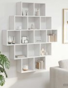 vidaXL Стенен рафт Бяло 120 x 20 x 136 см Инженерна дървесина