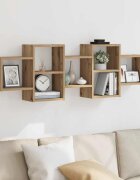 vidaXL Стенен рафт дъб артизан 129x18x42 см инженерно дърво