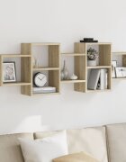 vidaXL Стенен рафт дъб сонома 129x18x42 см инженерно дърво