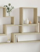 vidaXL Стенен рафт дъб сонома 96x12x64 см инженерно дърво