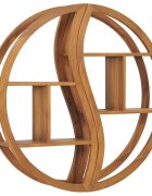 vidaXL Стенен рафт Ин и Ян 100x20x100 см тиково дърво масив