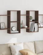 vidaXL Стенен рафт кафяв дъб 159x18x65 см инженерно дърво