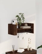vidaXL Стенен рафт кафяв дъб 705x35x305 см инженерно дърво