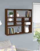 vidaXL Стенен рафт кафяв дъб 90x16x78 см инженерно дърво
